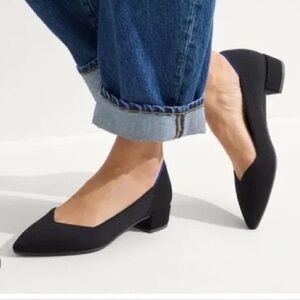 Rothy’s Pointed Toe Flats Black Knit In Love Insole Size 7.5